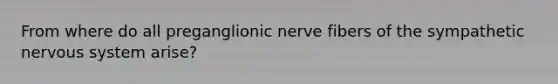 From where do all preganglionic nerve fibers of the sympathetic nervous system arise?