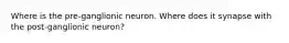 Where is the pre-ganglionic neuron. Where does it synapse with the post-ganglionic neuron?