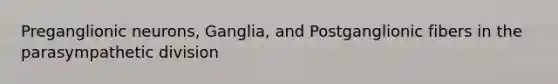 Preganglionic neurons, Ganglia, and Postganglionic fibers in the parasympathetic division