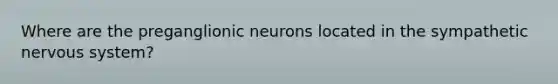 Where are the preganglionic neurons located in the sympathetic nervous system?