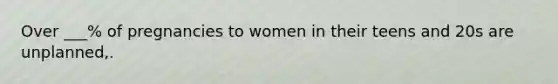 Over ___% of pregnancies to women in their teens and 20s are unplanned,.