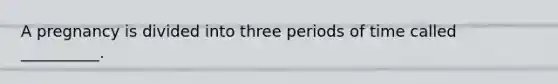 A pregnancy is divided into three periods of time called __________.