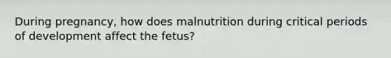 During pregnancy, how does malnutrition during critical periods of development affect the fetus?