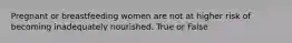 Pregnant or breastfeeding women are not at higher risk of becoming inadequately nourished. True or False