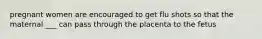 pregnant women are encouraged to get flu shots so that the maternal ___ can pass through the placenta to the fetus