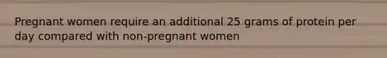 Pregnant women require an additional 25 grams of protein per day compared with non-pregnant women