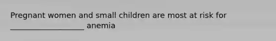 Pregnant women and small children are most at risk for ___________________ anemia