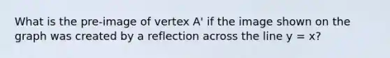 What is the pre-image of vertex A' if the image shown on the graph was created by a reflection across the line y = x?