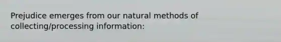 Prejudice emerges from our natural methods of collecting/processing information: