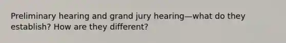 Preliminary hearing and grand jury hearing—what do they establish? How are they different?