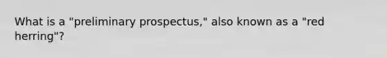 What is a "preliminary prospectus," also known as a "red herring"?