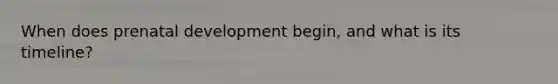 When does prenatal development begin, and what is its timeline?