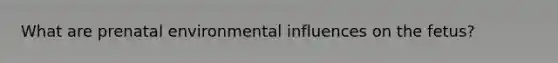 What are prenatal environmental influences on the fetus?