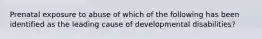 Prenatal exposure to abuse of which of the following has been identified as the leading cause of developmental disabilities?