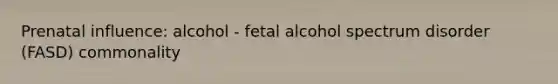 Prenatal influence: alcohol - fetal alcohol spectrum disorder (FASD) commonality