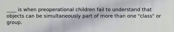 ____ is when preoperational children fail to understand that objects can be simultaneously part of more than one "class" or group.