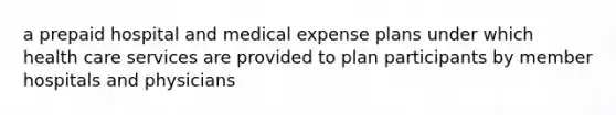 a prepaid hospital and medical expense plans under which health care services are provided to plan participants by member hospitals and physicians