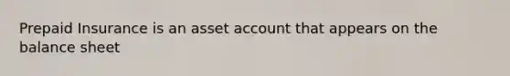 Prepaid Insurance is an asset account that appears on the balance sheet