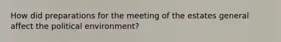 How did preparations for the meeting of the estates general affect the political environment?