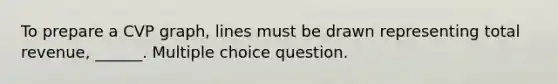 To prepare a CVP graph, lines must be drawn representing total revenue, ______. Multiple choice question.