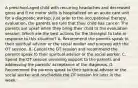 A preschool-aged child with recurring headaches and decreased gross and fi ne motor skills is hospitalized on an acute care unit for a diagnostic workup. Just prior to the occupational therapy evaluation, the parents are told that their child has cancer. The parents are upset when they bring their child to the evaluation session. Which are the best actions for the therapist to take in response to this situation? A. Recommend the parents speak to their spiritual advisor or the social worker and proceed with the OT session. B. Cancel the OT session and recommend the parents speak to their spiritual advisor or the social worker. C. Spend the OT session providing support to the parents and addressing the parents' acceptance of the diagnosis. D. Recommend the parents speak to their spiritual advisor or the social worker and reschedule the OT session for later in the week.