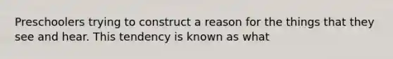 Preschoolers trying to construct a reason for the things that they see and hear. This tendency is known as what