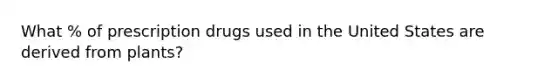 What % of prescription drugs used in the United States are derived from plants?