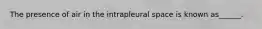 The presence of air in the intrapleural space is known as______.