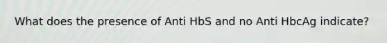 What does the presence of Anti HbS and no Anti HbcAg indicate?