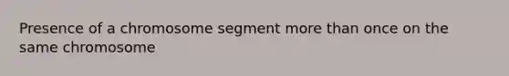 Presence of a chromosome segment more than once on the same chromosome