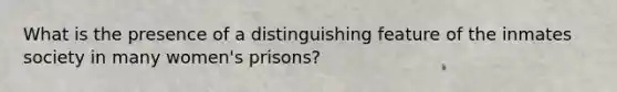 What is the presence of a distinguishing feature of the inmates society in many women's prisons?