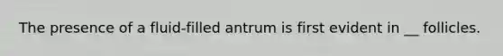 The presence of a fluid-filled antrum is first evident in __ follicles.