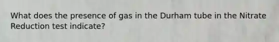 What does the presence of gas in the Durham tube in the Nitrate Reduction test indicate?