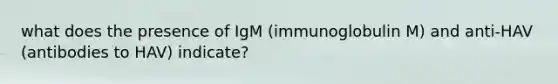 what does the presence of IgM (immunoglobulin M) and anti-HAV (antibodies to HAV) indicate?