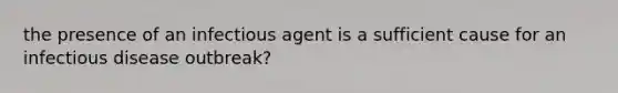 the presence of an infectious agent is a sufficient cause for an infectious disease outbreak?