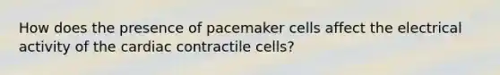 How does the presence of pacemaker cells affect the electrical activity of the cardiac contractile cells?