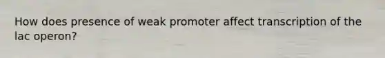 How does presence of weak promoter affect transcription of the lac operon?