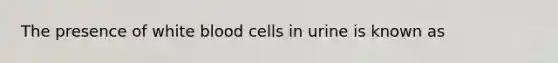 The presence of white blood cells in urine is known as