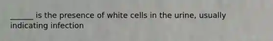 ______ is the presence of white cells in the urine, usually indicating infection