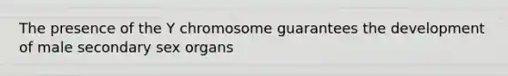 The presence of the Y chromosome guarantees the development of male secondary sex organs