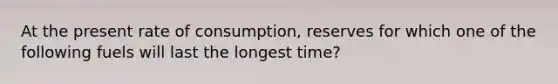 At the present rate of consumption, reserves for which one of the following fuels will last the longest time?