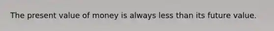The present value of money is always less than its future value.