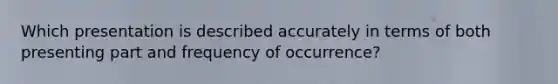 Which presentation is described accurately in terms of both presenting part and frequency of occurrence?