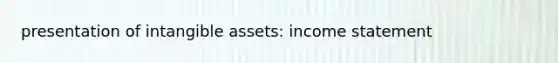 presentation of intangible assets: income statement