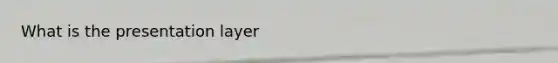 What is the presentation layer