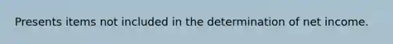 Presents items not included in the determination of net income.