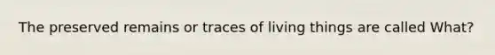 The preserved remains or traces of living things are called What?