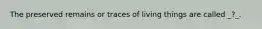 The preserved remains or traces of living things are called _?_.