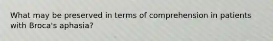 What may be preserved in terms of comprehension in patients with Broca's aphasia?