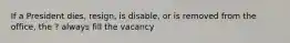 If a President dies, resign, is disable, or is removed from the office, the ? always fill the vacancy